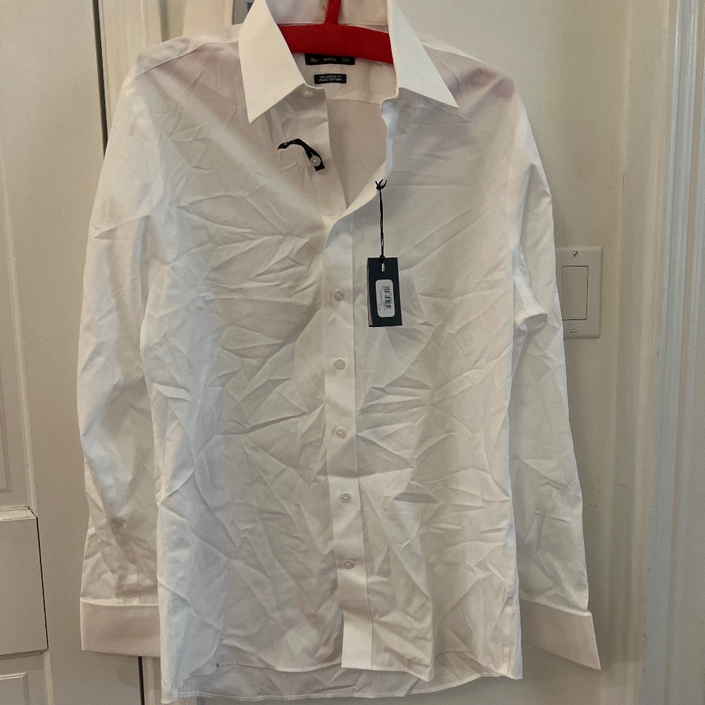 Large men’s formal white button down dress shirt